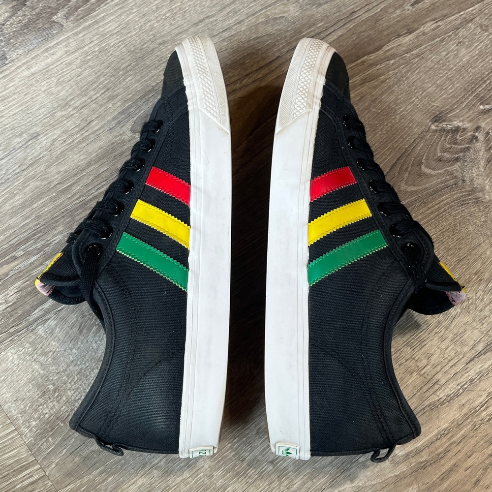 Adidas Nizza Low Black Rasta Red Yellow Green‎ Canvas Sneakers FV0658 Mens 12